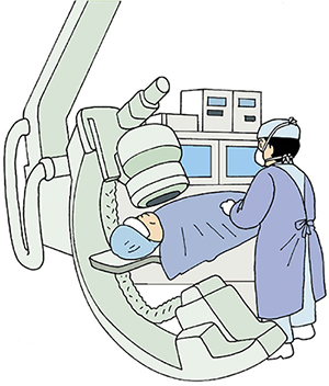 誰かがカテーテル台に寝ている写真